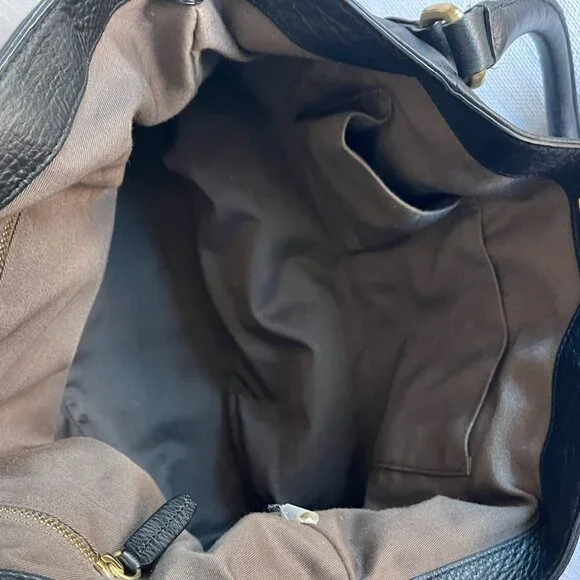 J. Crew Brompton Pebbled Leather Bag Black Shoulder Crossbody Boho - Picture 8 of 11